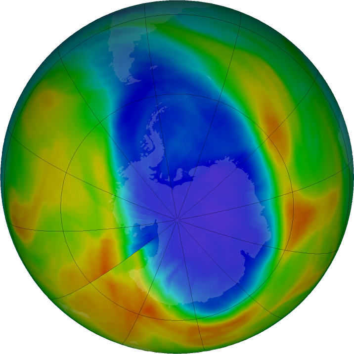 Antarctic ozone map for 16 September 2017